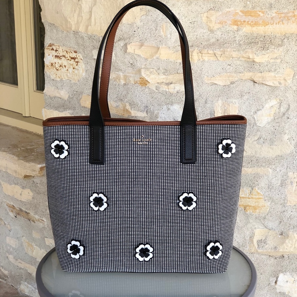 Kate Spade Black & White Floral Tote Bag